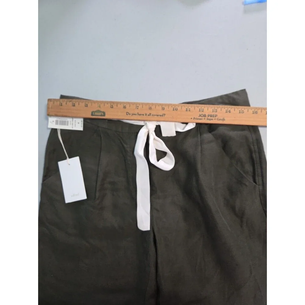 Aritzia Wilfred Allant Cropped Linen Pants High Waist Rolled Cuff 4 new with tag